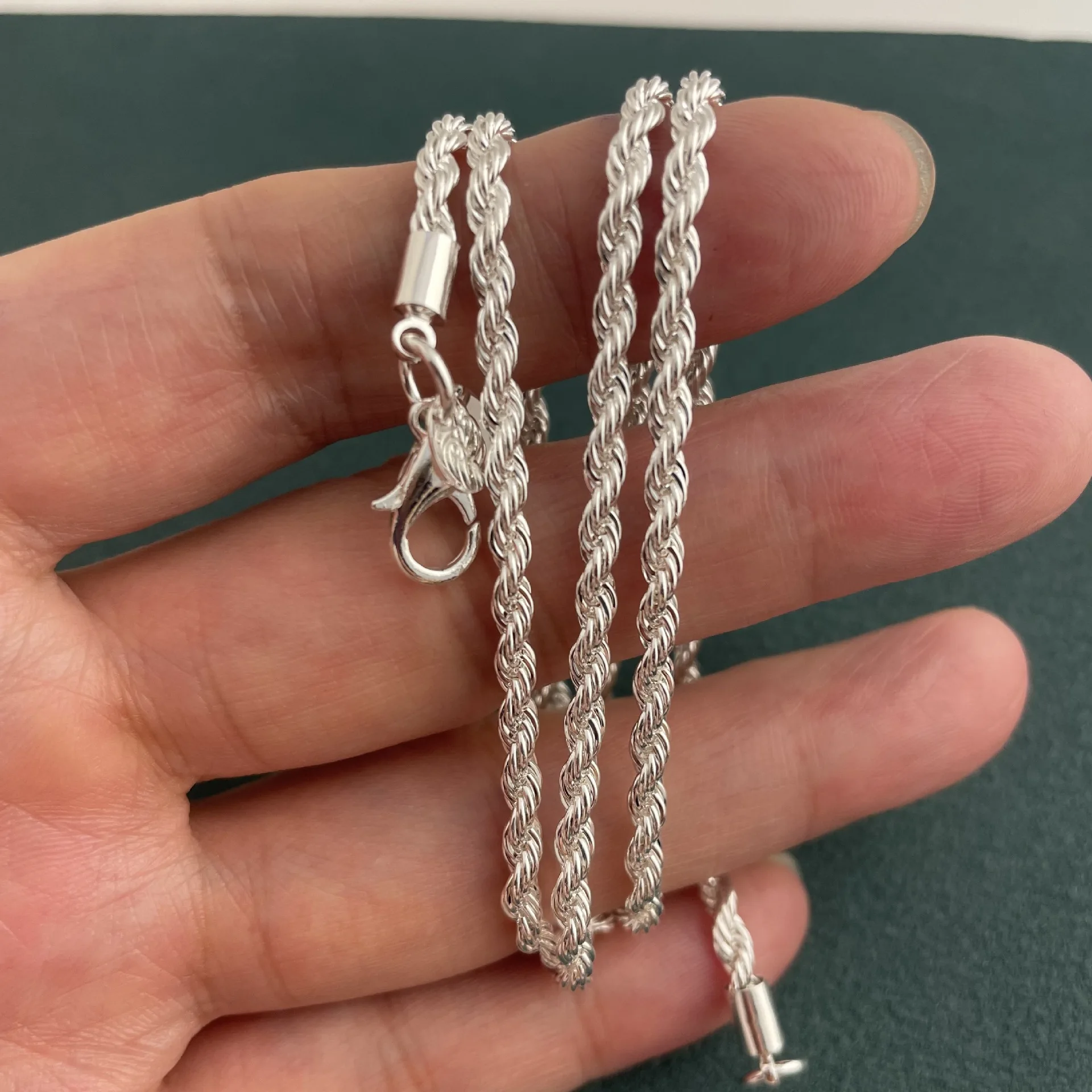 Andara 925 Sterling Silver 3MM Cable Twist Necklace for Men Men's Jewelry 18-24Inch