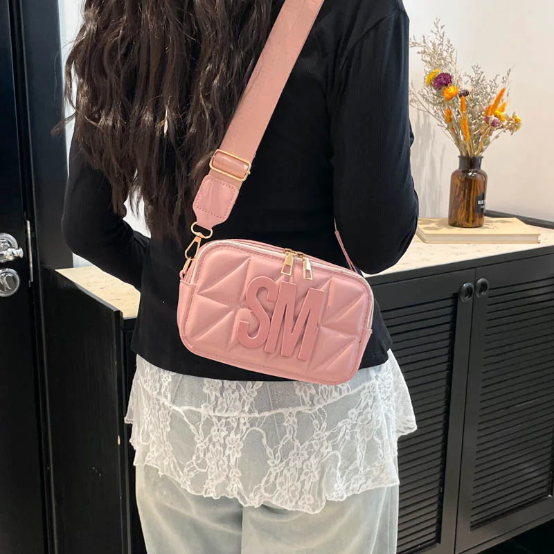 حقيبة مربعة بحزام عريض لعام 2025، محفظة كتف أنيقة للنساء، حقيبة كروس بسيطة، حقيبة عصرية ليلاً ونهارًا، حقيبة حبال منفعلة #1