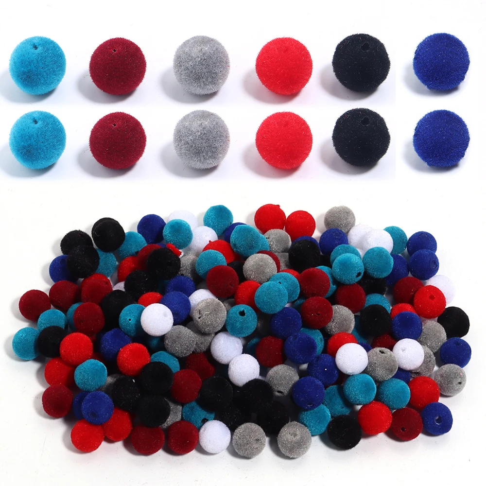 100Pcs 8mm Velvet Fabric Resin Beads Colored Loose Spacer Round Beads For Jewelry Making DIY Charm Bracelet Necklace Wholesale