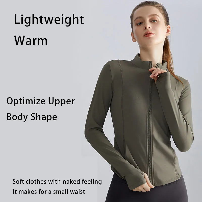 (New Product Comes with a Gift) 1 Piece of Fitness Sportswear, Autum New Tops, Women's Stand-Up Collar Zipper Slim Jacket, Running Quick-Drying Outer Yoga Clothes