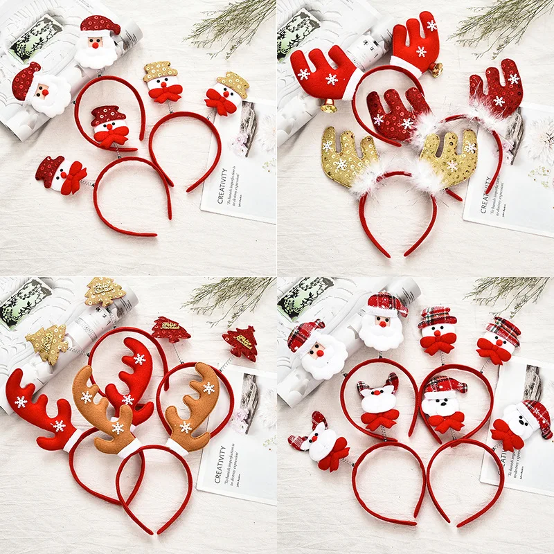 Christmas Headband Kid Girl Santa Elf Ears Hait Hoop Women Girl Classic Reindeer Xmas Party Headband Accessories Baby Boy