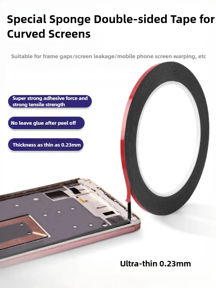 

0,23 мм тонкая двусторонняя пенопластовая губчатая лента для мобильного телефона, изогнутый экран, клейкая лента для ЖК-рамки, ремонт задней крышки для Samsung Xiaomi