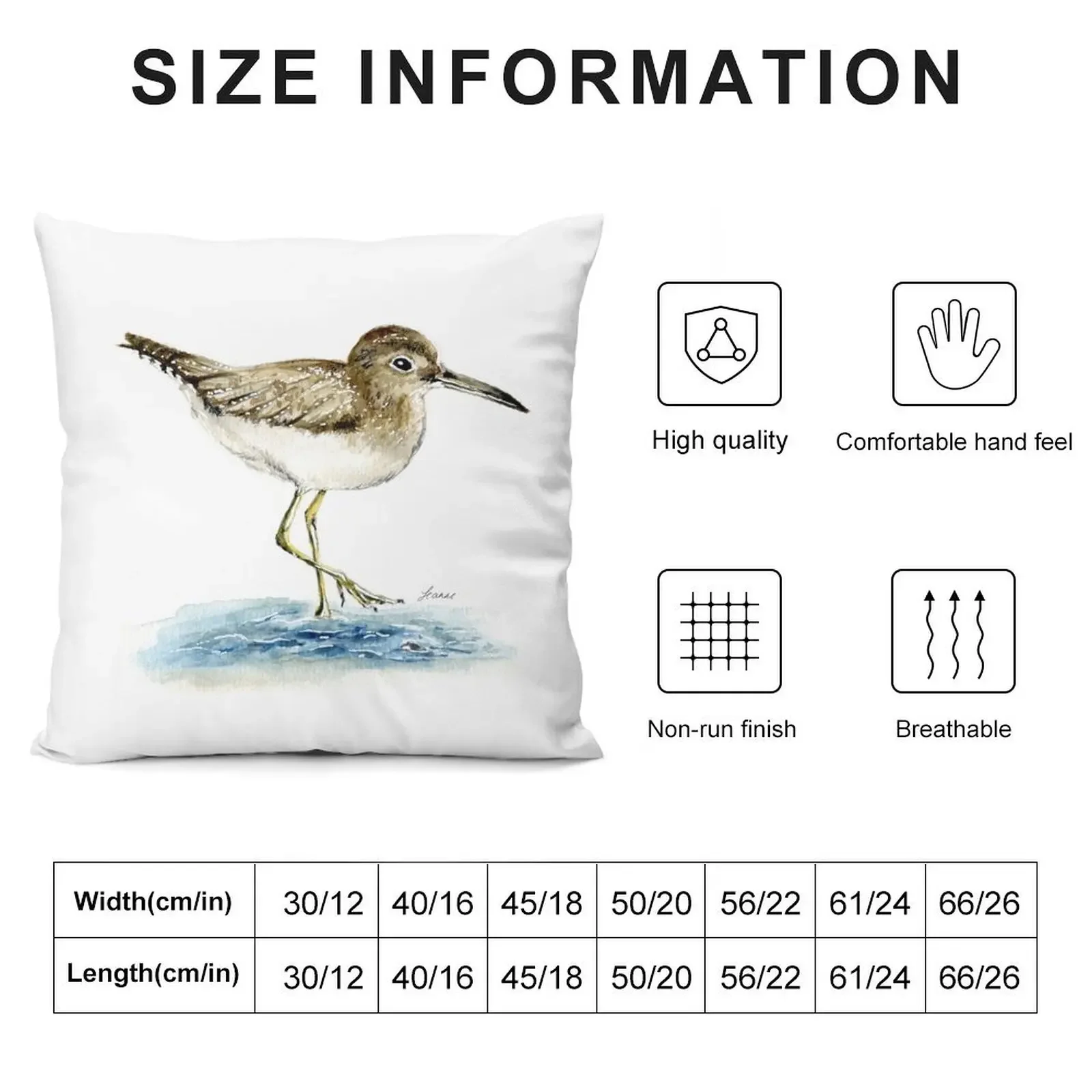 Sand Piper in Watercolour [close cut] Throw Pillow Decorative Cushions For Luxury Sofa Sofa Cushions Covers pillow