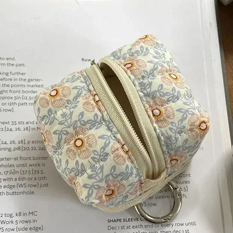 1pcs Fashion Square Coin Money Holder Bags Unisex Mini Solid Color Floral Earphone Box Cover Coin Money Earphone Key Bags Gift