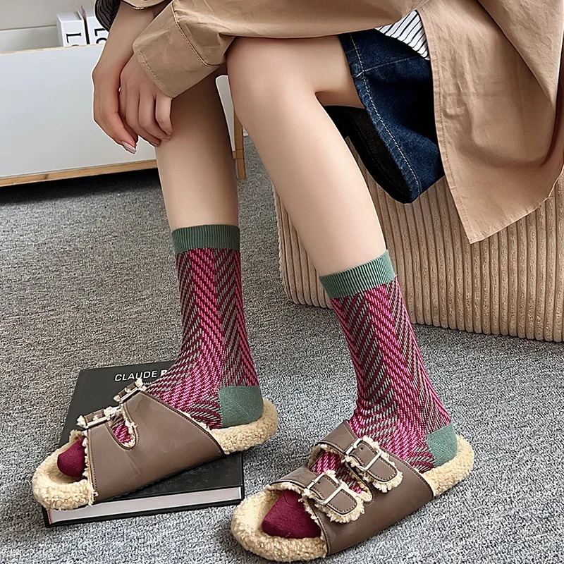 New Mid-Calf Women Cotton Socks FAutumn Winter Ins Japanese series Style Fashion Socks Lady Girls Student Sweet Retro Long Socks