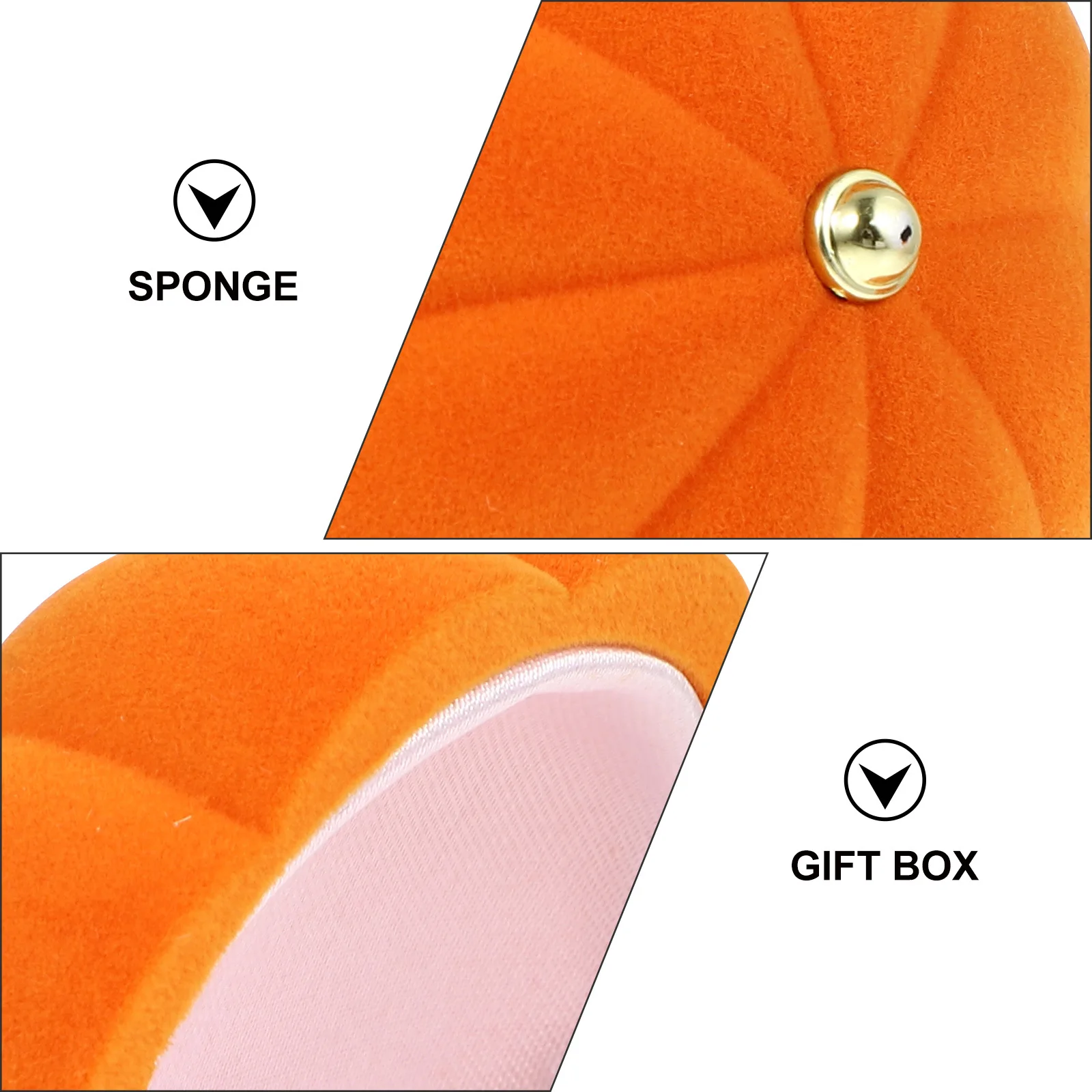 

2pcs Pumpkin Shape Jewelry Case Lined Hinged Ring Box For Wedding Engagement Anniversary Proposal Decorative Storage Holder