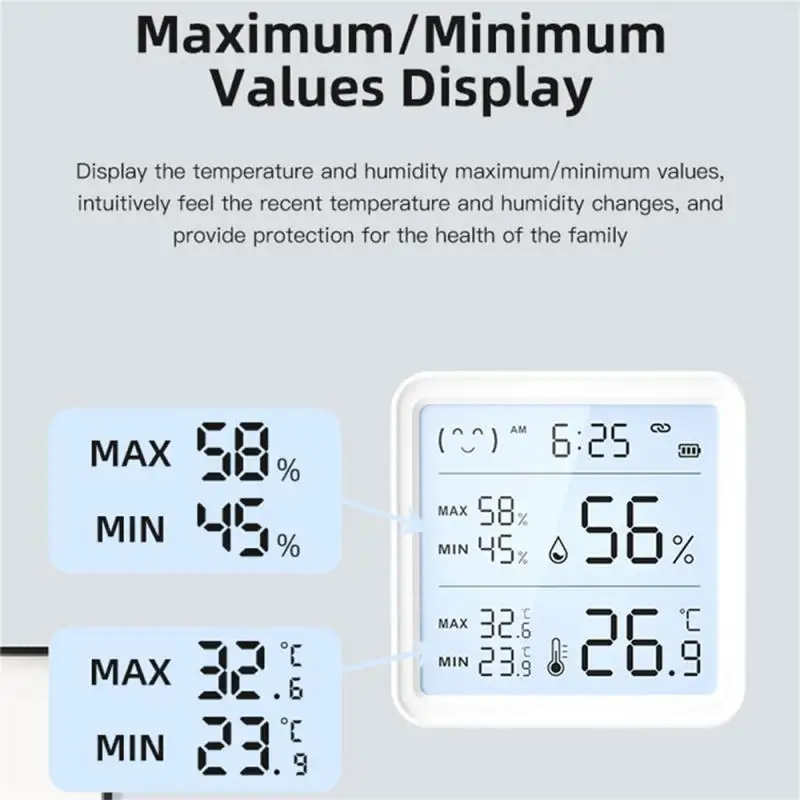 Xiaomi-Sensor inteligente de temperatura y humedad, dispositivo con retroiluminación para el hogar, con WiFi, compatible con Alexa y asistente de