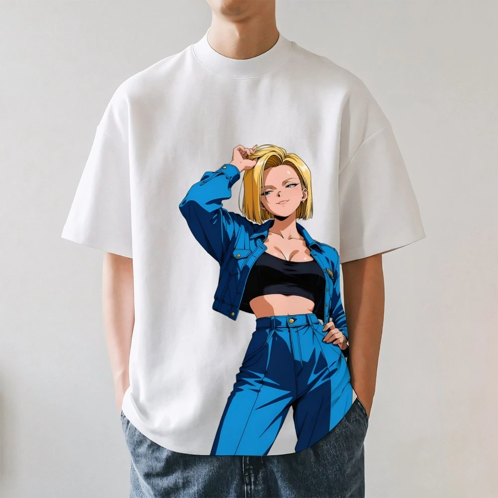 2026 New Dragon Ball Android 18 Japanese Style Classic Print T-shirt Short Sleeve T-shirt Men's and Women's T-shirt Men's Tops
