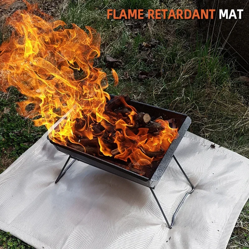 Outdoor Camping Fireproof Grill Mat Heat Insulation Mat Flame Retardant High Temperature Resistant Picnic Barbecue Fire Blanket