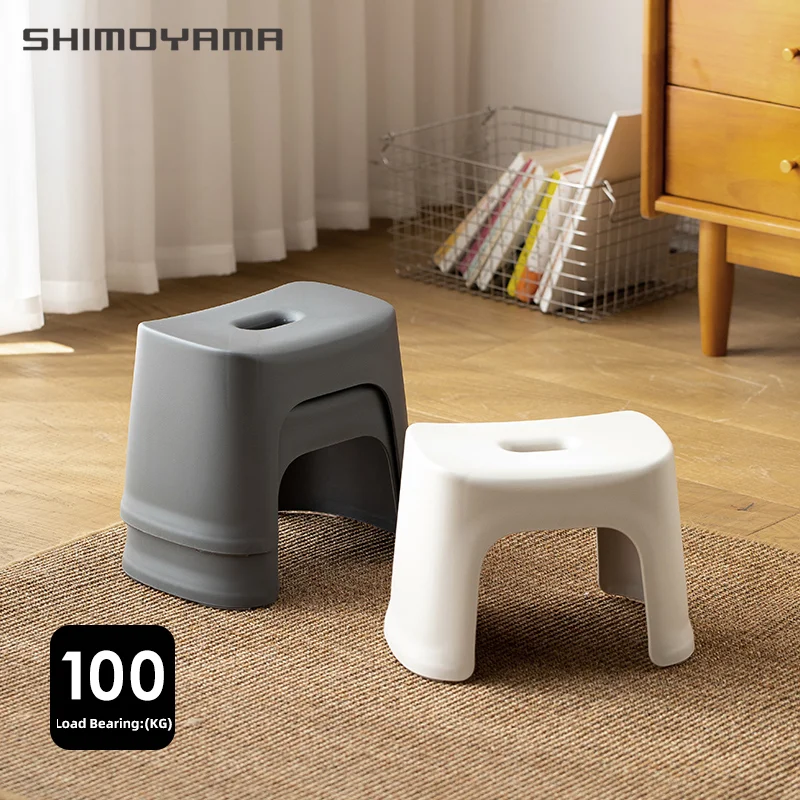 SHIMOYAMA Japanese 4 Legs Low Stool Baby Small Bench Household Plastic Adult Change Shoes Bench Bathroom Anti-slip Footstool