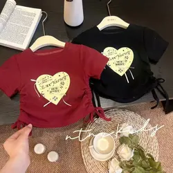 Children Girls Short Sleeve T-shirt Bow Toddler Kid Girl T-shirt Tops Baby Girl Casual Korea Summer Tee Trendy Top For Girl