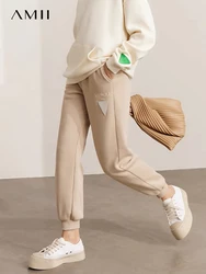 AMII Minimalism Sweatpants Women 2022 Winter New Fashion Sports Commuter All-match Casual Straight Ankle-Length Pants 12241267