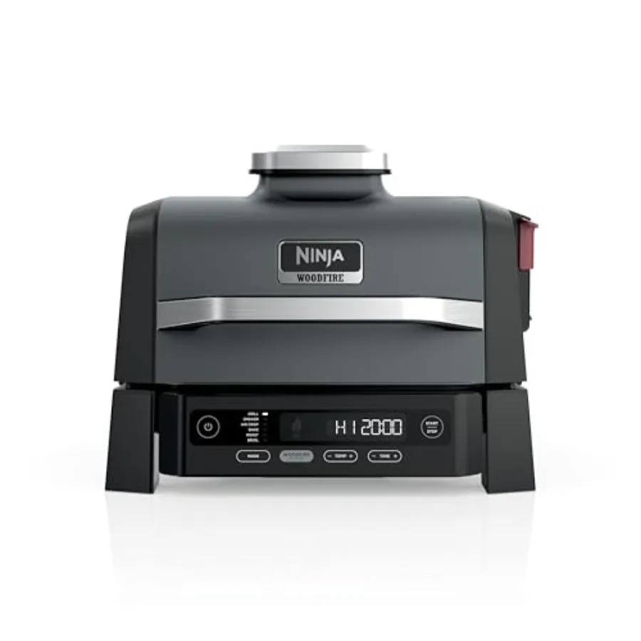 

Woodfire Outdoor Grill Smoker 6-in-1 Functionality Grill Smoke Bake Roast Air Fry Broil Authentic Woodfire Flavors Electric Hea