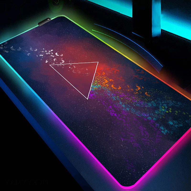 

With Backlit RGB Mousepad LED Large Gaming Mouse Mat Geometric Rubber Mouse Pad Gamer HD Print Table Mat Non-Slip Accessories XL