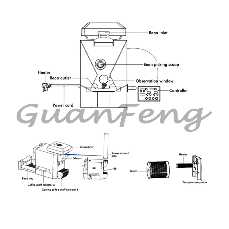 Factory Supply Household Electric Drum Coffee Roaster, Home Coffee Bean Roasting Machine