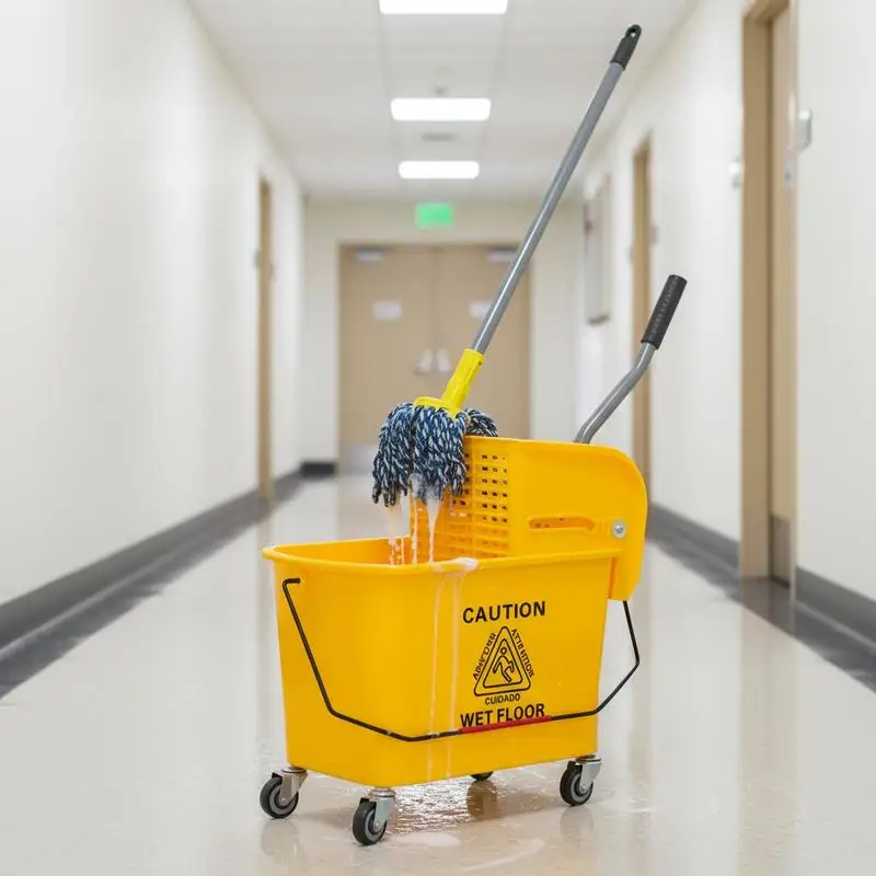 

20L Mop Bucket on Wheels, with Water Separation Panel - Yellow