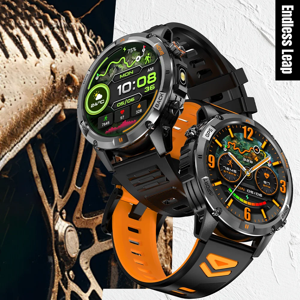 2026 New GPS Outdoor Sports Men Smart Watch Health Monitoring 100+ Sports Modes LED torch 580mAh IP68 Bluetooth Call SmartWatch