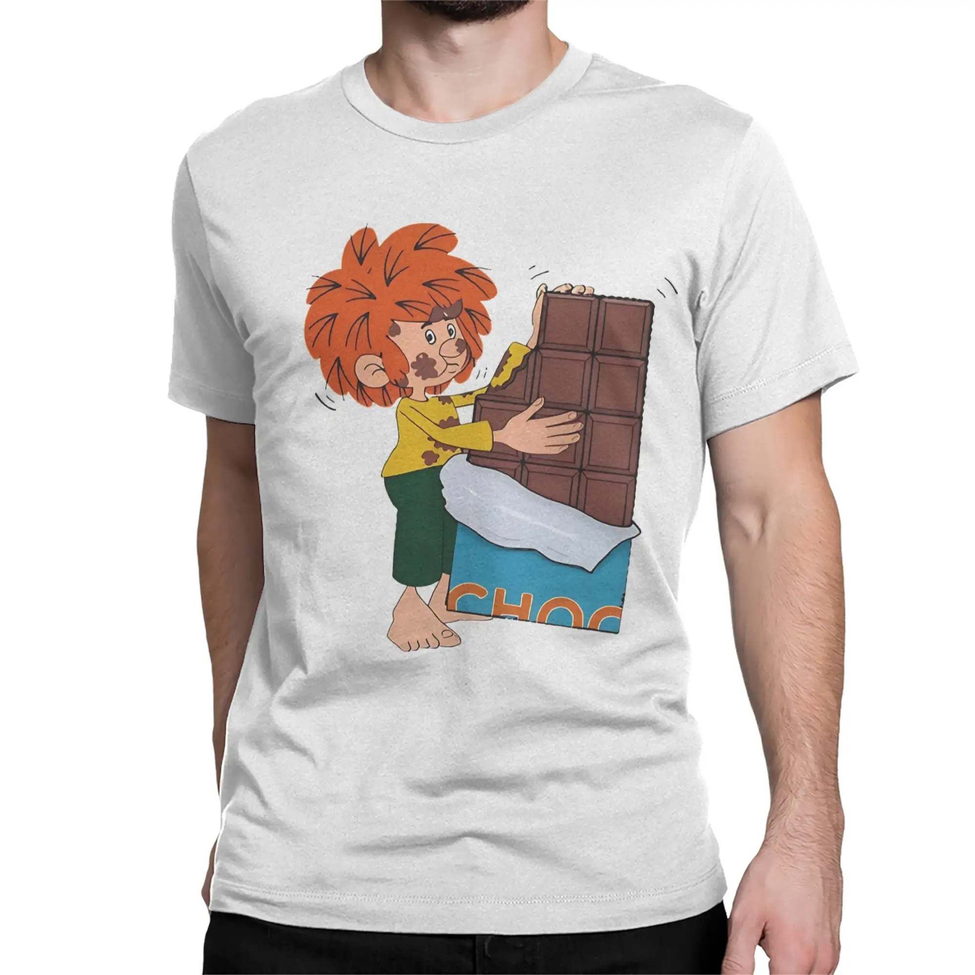 Men Women T-Shirt Pumuckl eats Giant Chocolate Awesome Pure Cotton Tees Short Sleeve  T Shirt Round Collar Tops Plus Size