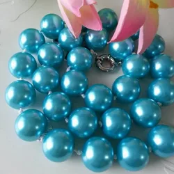 Wholesale Beautiful Charming! 12mm Blue South Sea Shell Pearl Necklace Fashion Jewelry Making Design Christmas Gifts 18