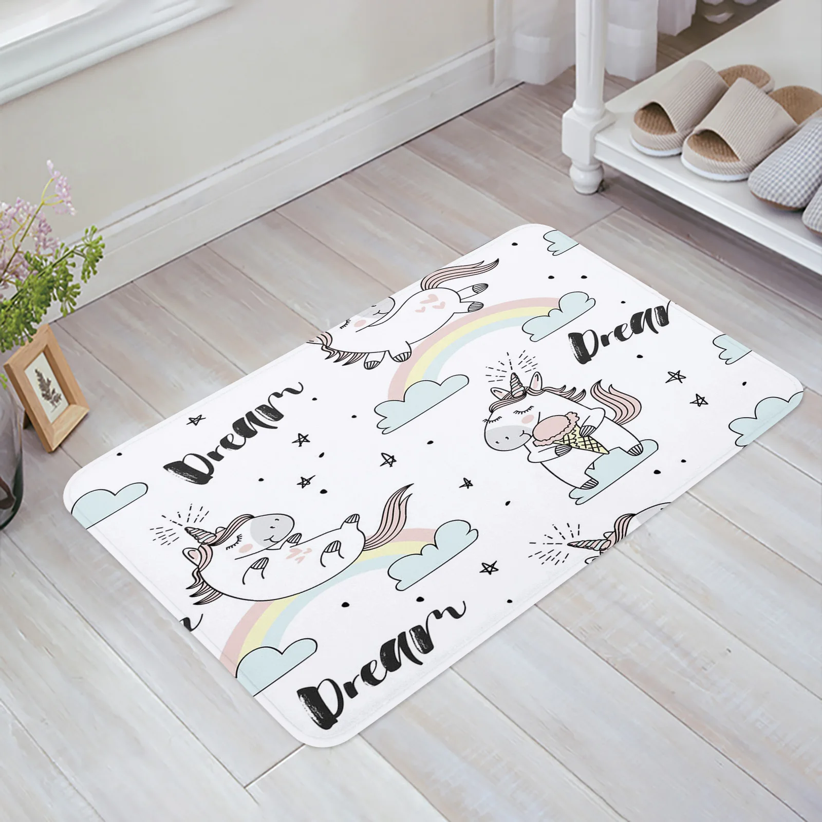 Unicorn Rainbow Cartoon Cloud Dream Bathroom Mat Carpet Bathtub Floor Rug Shower Room Doormat Kitchen Entrance Pad Home Decor