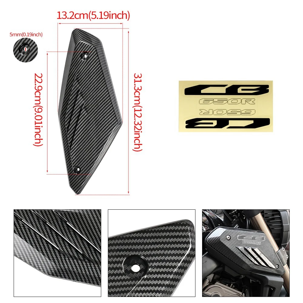

Gloss Black Motorcycle Frame Side Panel Guard Cover Shell Intake Pipe Protector for Honda CB650R 2019 2020 2021JAS