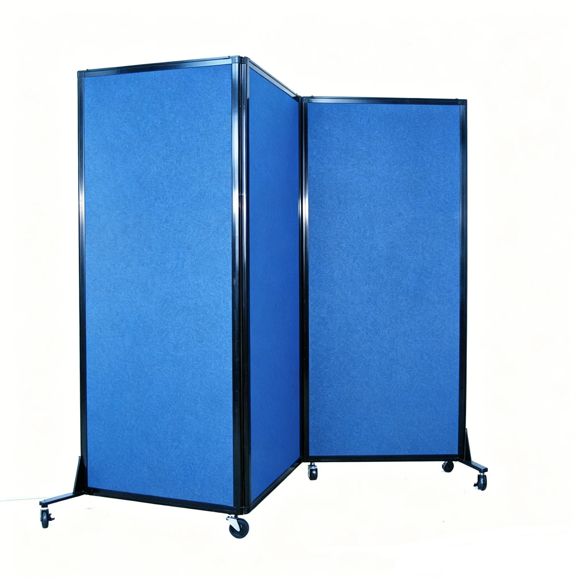 Foldable Blue Fabric Mobile Office Partition With Wheels For Space Division And Acoustic Privacy Wholesale