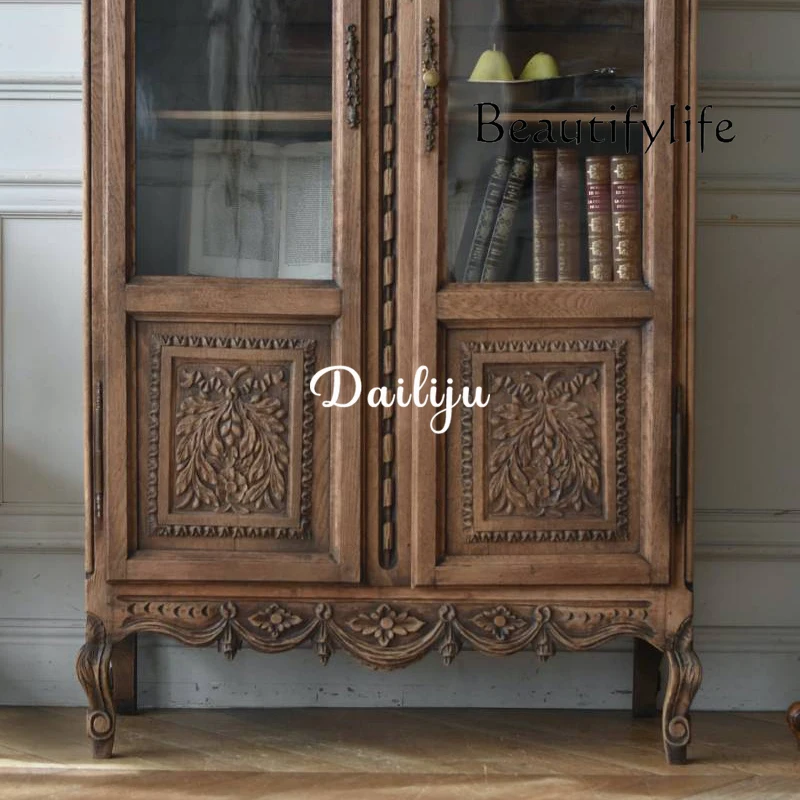 French wine cabinet carved display cabinet antique display storage glass cabinet designer fashion