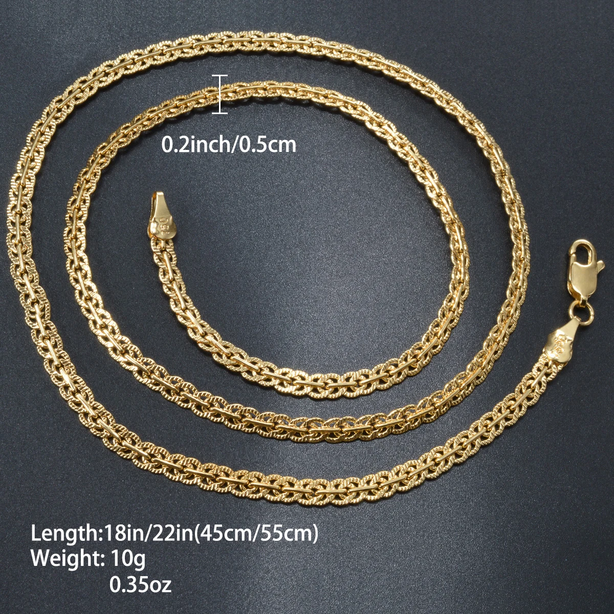 18K Gold Plated Link Chain Necklace for Women Man Cross 5mm Width Gold Color Choker Classic Trendy Daily Wear Wedding Party Gift