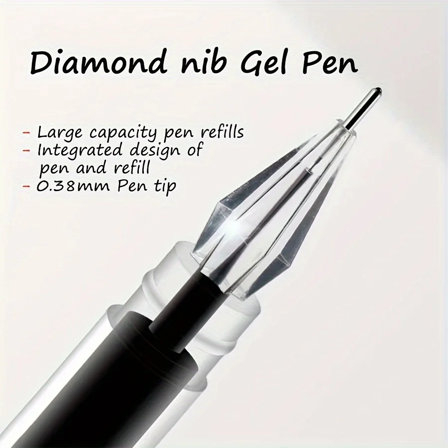 9/27 Stück Gelstift mit Diamantspitze, feine 0,5 mm, schnell trocknende Tinte, Schwarz/Blau/Rot – ideal für Prüfungs- und Bürogebrauch, Schulbedarf – Detail 2