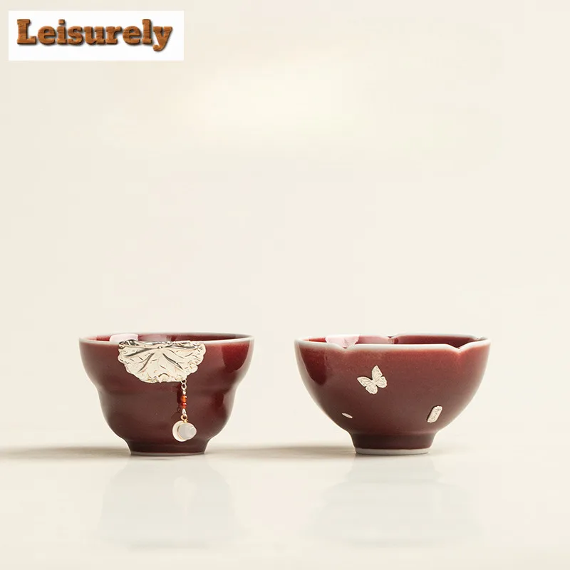 

Langhong Silver Inlaid Pendant Teacup Japanese Tea Bowl Sample Tea Cup Tea-tasting Smelling Cup Chazhan Master Cups Teaware Gift