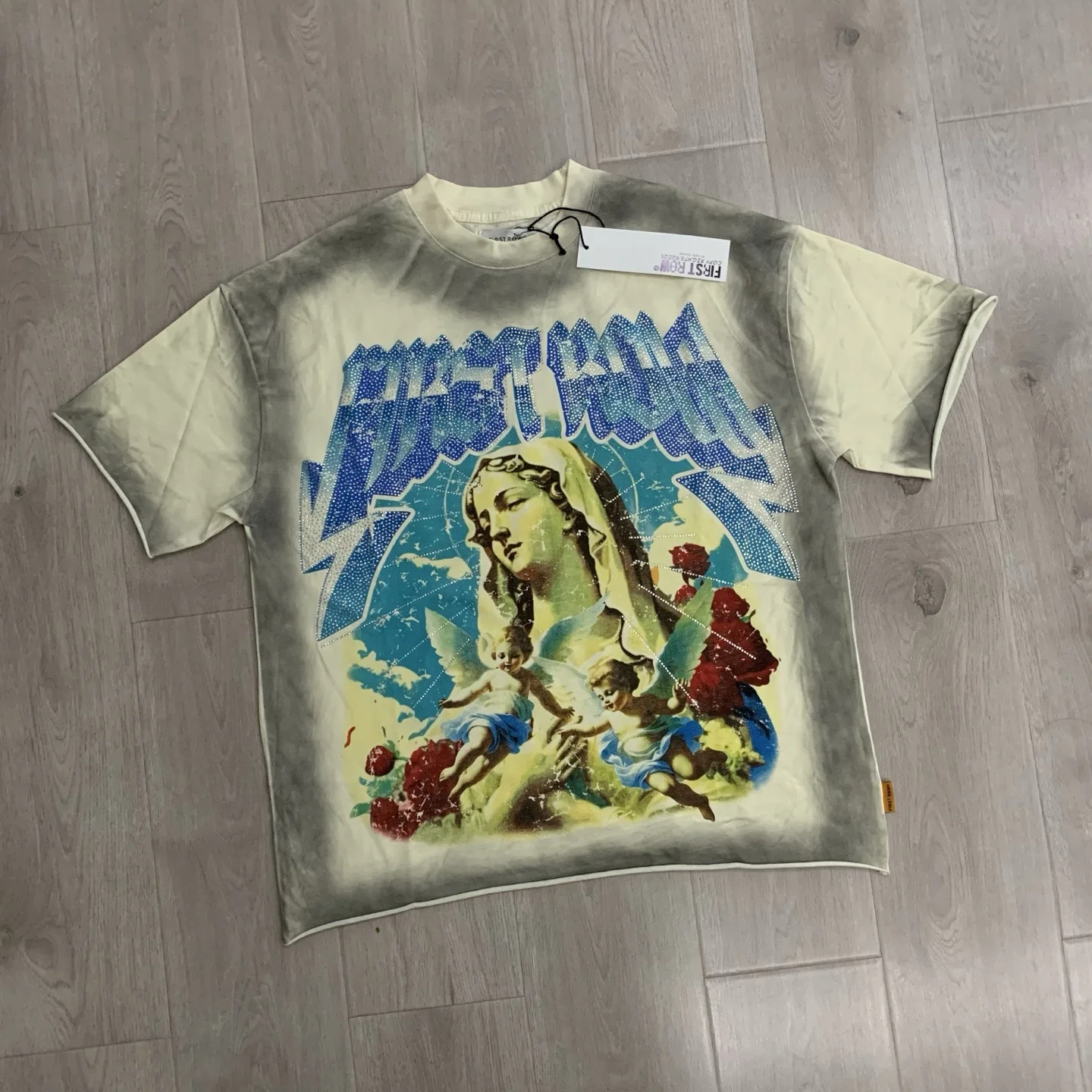 First Row Summer A Sacred Vow Angel Tee Diamond-studded trendy men's and women's short-sleeved T-shirt