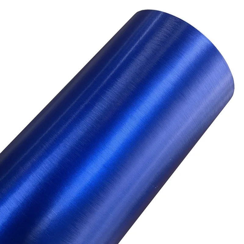 Hochwertige, metallisch-blaue Vinylfolienrolle aus gebürstetem Metall mit selbstklebendem Aufkleber für die Autoverpackung mit Luftlösung