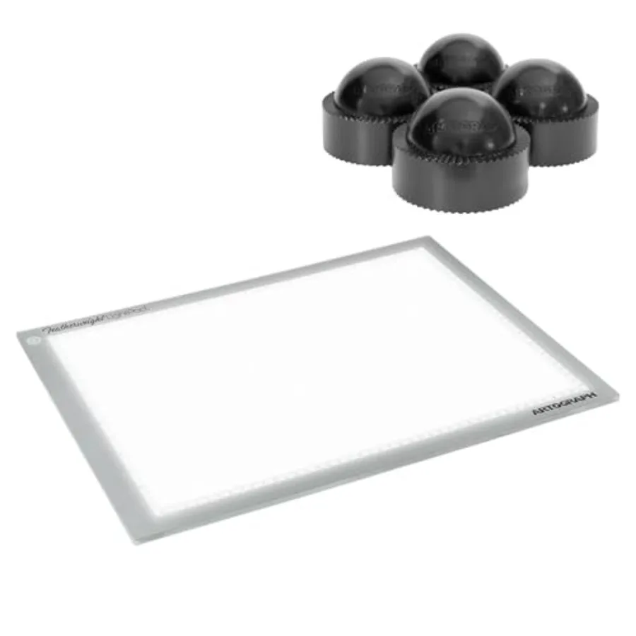 

Featherweight 12 x 17 Dimmable Slim Lightpad for Drawing Tracing with 4 Pack Stackable PadPucks Stand Designed for LightPad Tab