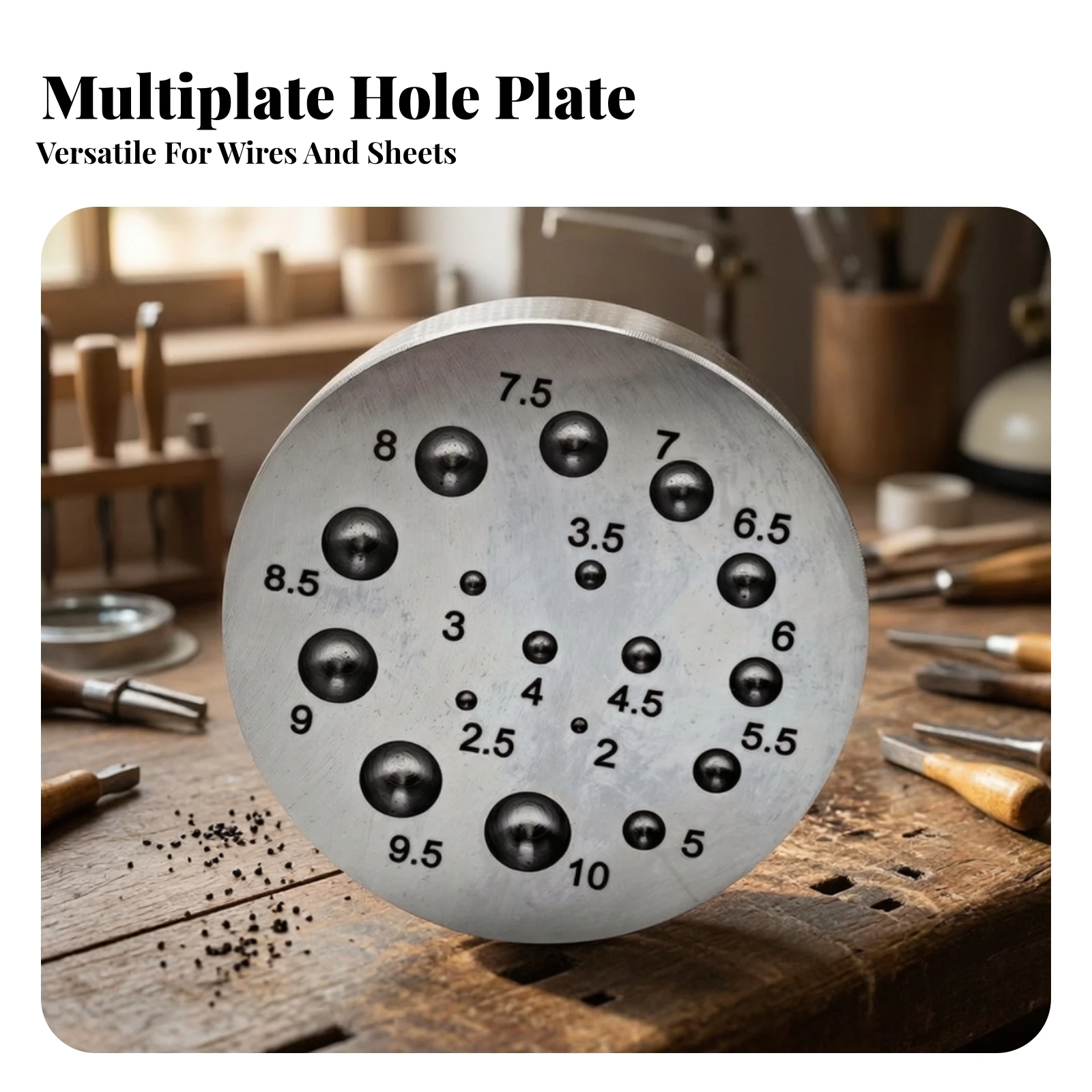 Steel Punch Plate with Socket Holes High-Strength Metal Punch Plate Jewelry Forming Block Long-Lasting Tool Brushed Silver