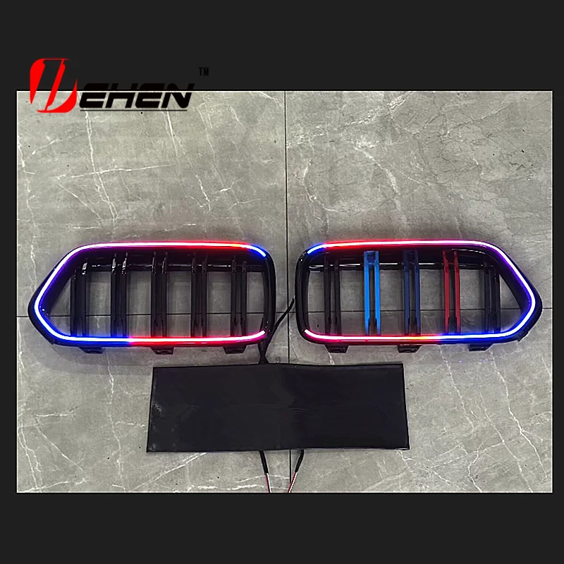 

Автомобильная светодиодная передняя решетка для BMW X2 F39 2018-2022, сменная глянцевая черная светящаяся гоночная решетка, аксессуары для освещения