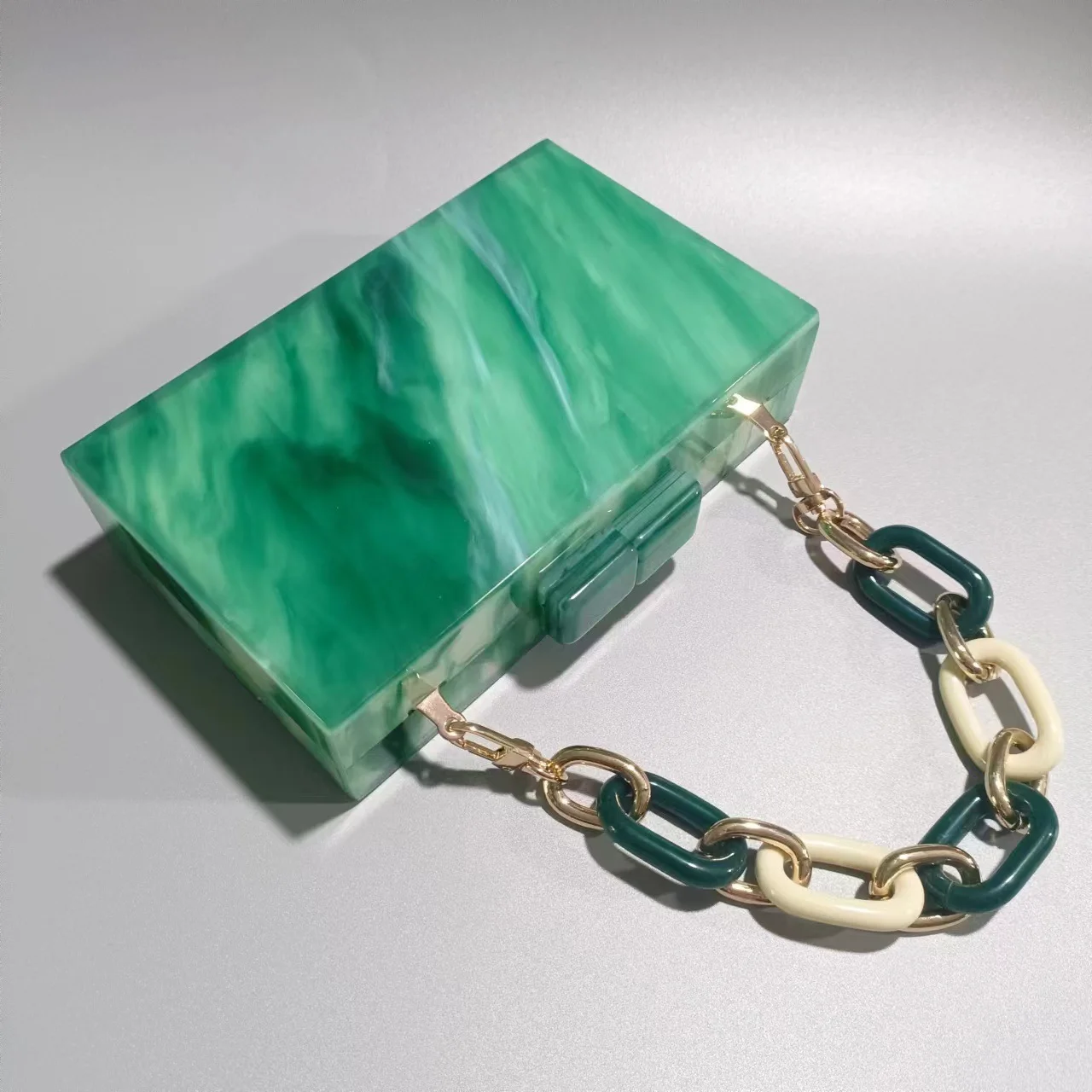 

New Fashionable Ladies Painted Acrylic Evening Clutch Bag for Weddings and Parties, Shoulder and Crossbody Chain Bag