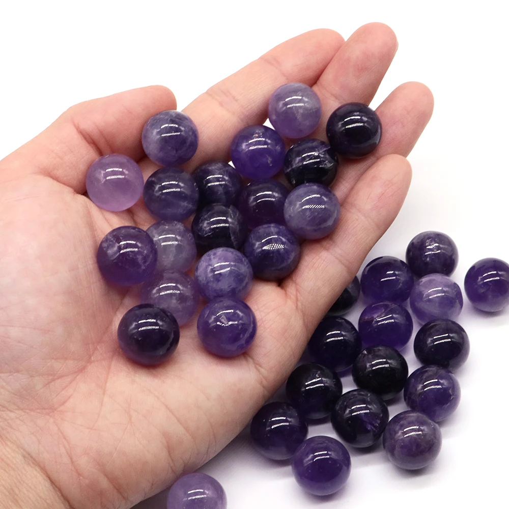 5Size Natural Amethyst Quartz Reiki Healing Crystal Round Ball Pocket Gem Yoga Sphere Globe Chakra Beads Gemstone Wholesale Gift