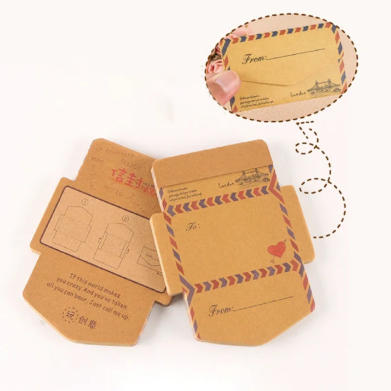 Vintage Mini Envelopes Creative Retro Kraft Pocket Envelopes Kawaii Memo Pads Wedding Party Postcards Invitation Card Cover