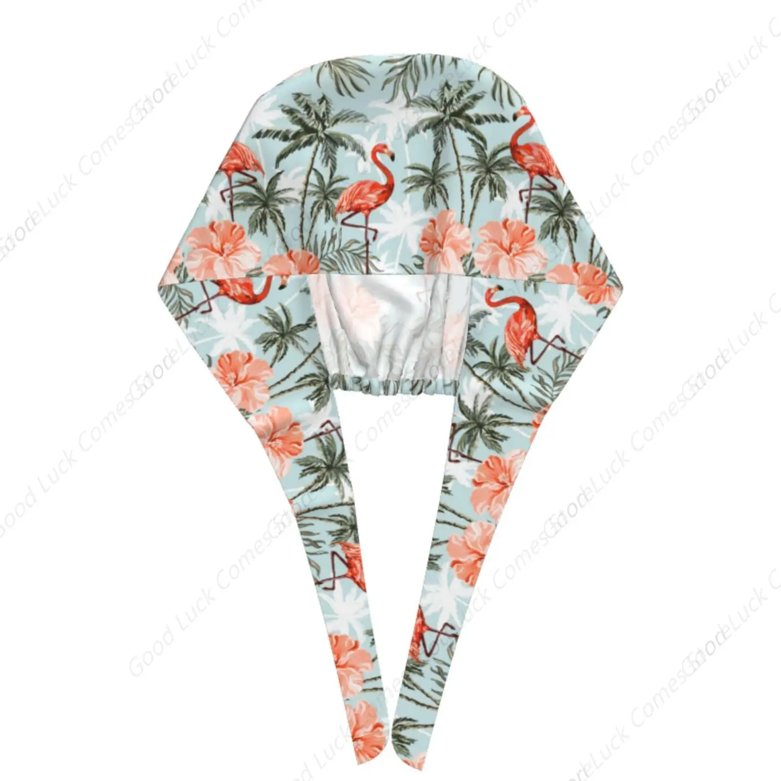 Casquette de travail hawaïenne Flamingo Palmiers pour femmes et hommes, casquette de gommage avec bandeau réglable, chapeau unisexe à nouer au dos, infirmière chirurgicale