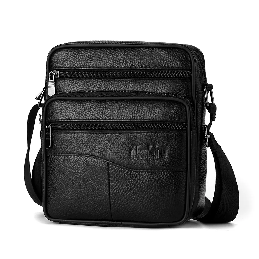 New Business Casual Men's Crossbody Bag Leather Strap For Men Black Courier Side Bag For Men's Postman Travel Bag