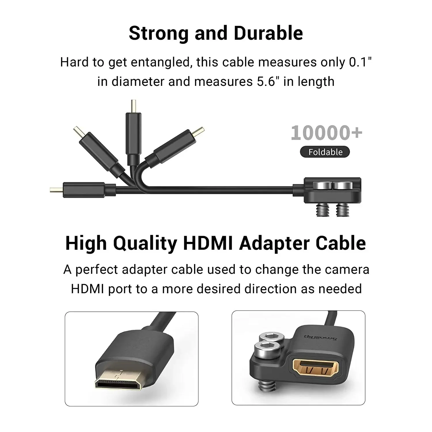 Kabel adapter SmallRig Ultra Slim 4K HDMI kompatybilny z A/C/D do A BMPCC 4K i 6K / Sony A7SIII Panasonic 3019 3020 — zdjęcie produktu 2