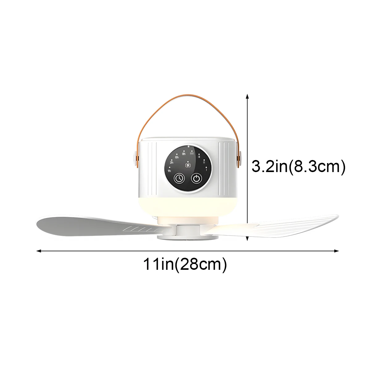 Wiederaufladbarer Hängeventilator, 3600 mAh, 4 Geschwindigkeitsstufen, 3 Lichtstufen, tragbarer USB-Deckenventilator für Zelt, Camping, Reisen – Detail 2