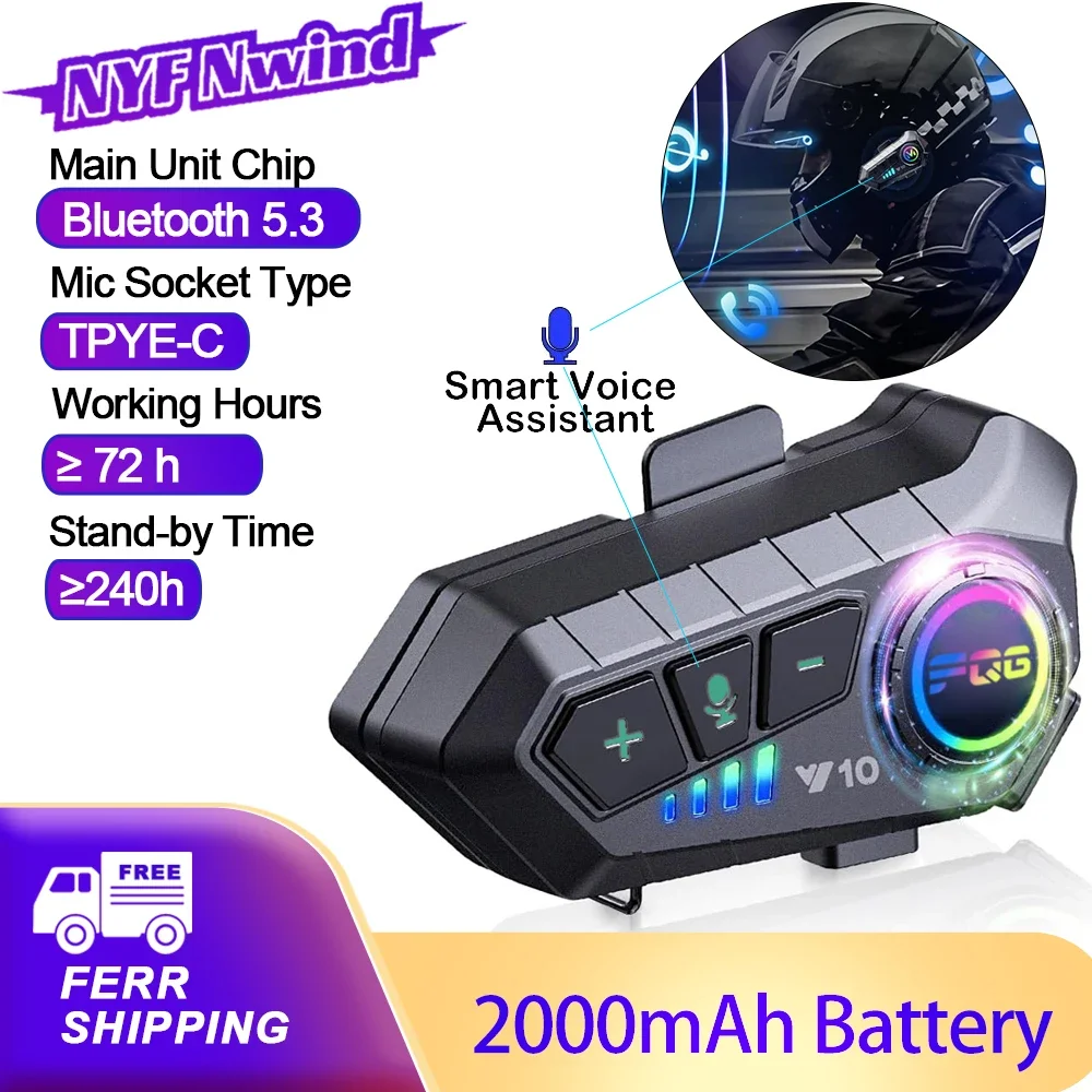 X3/Y10 Motorradhelm-Headset Bluetooth 5.3 Sprachsteuerung Motorrad Drahtloses Freisprech-Headset Wasserdicht
