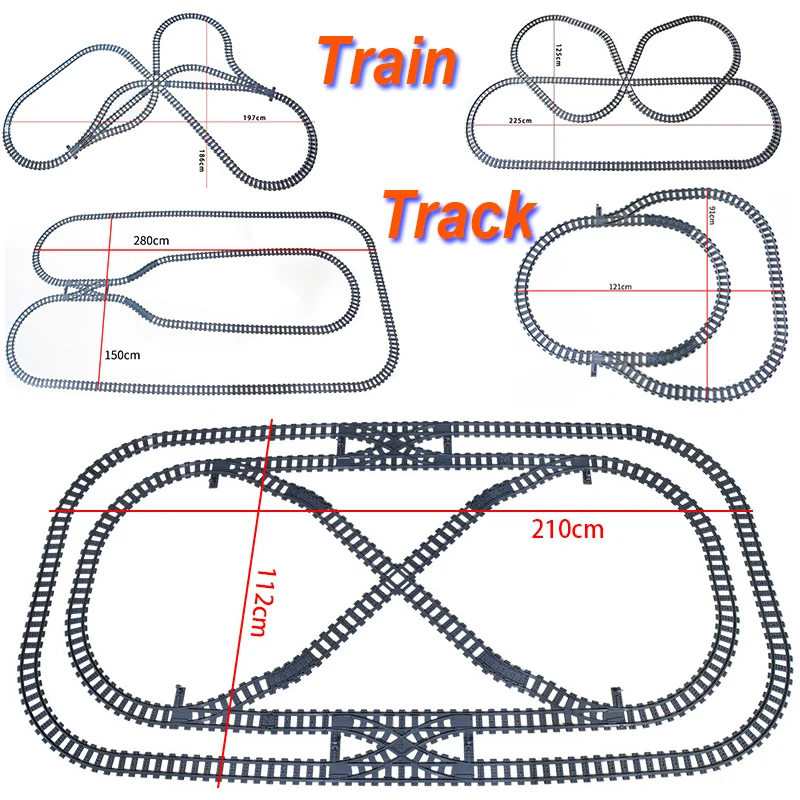 New City Train Tracks  7896 7996 Straight Curved Switch Crossings Rails Building Blocks MOC Toys for Christmas gifts 60052 21344