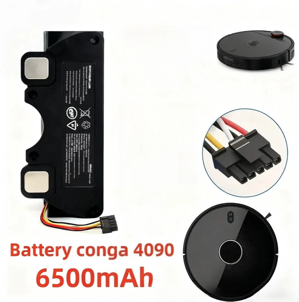 

14.8V 6500mAh Rechargeable Li-ion Battery Pack –for Conga 4090/4490/4590/4690 Robot Vacuum Cleaner, Performance Accessory