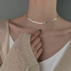 Sterling Silver Clavicle Chain Necklace For Women Snake Bone Chain Charm Choker Boho Fashion Jewelry Gift Trendy Accessories