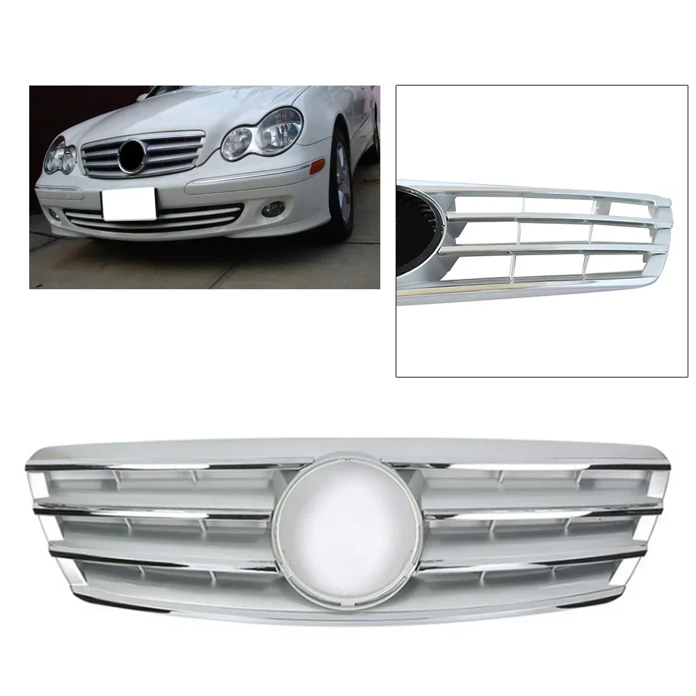 Car Grille Grill For Mercedes Benz C-Class W203 C280 C320 C240 C200 W204 C180 C200 C260 C63 2000 2001 2002 2003-2006 w/ Emblem