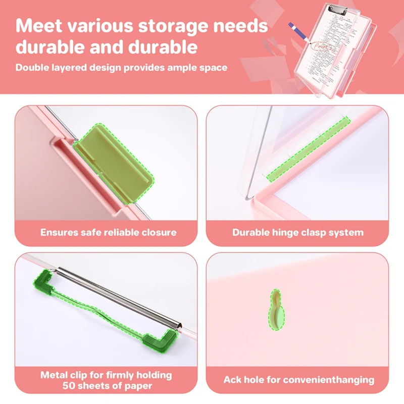 Clipboard A4 With Storage Compartment,Folder Breastfeeding Clipboards Side Opening Portable Writing Clipboard