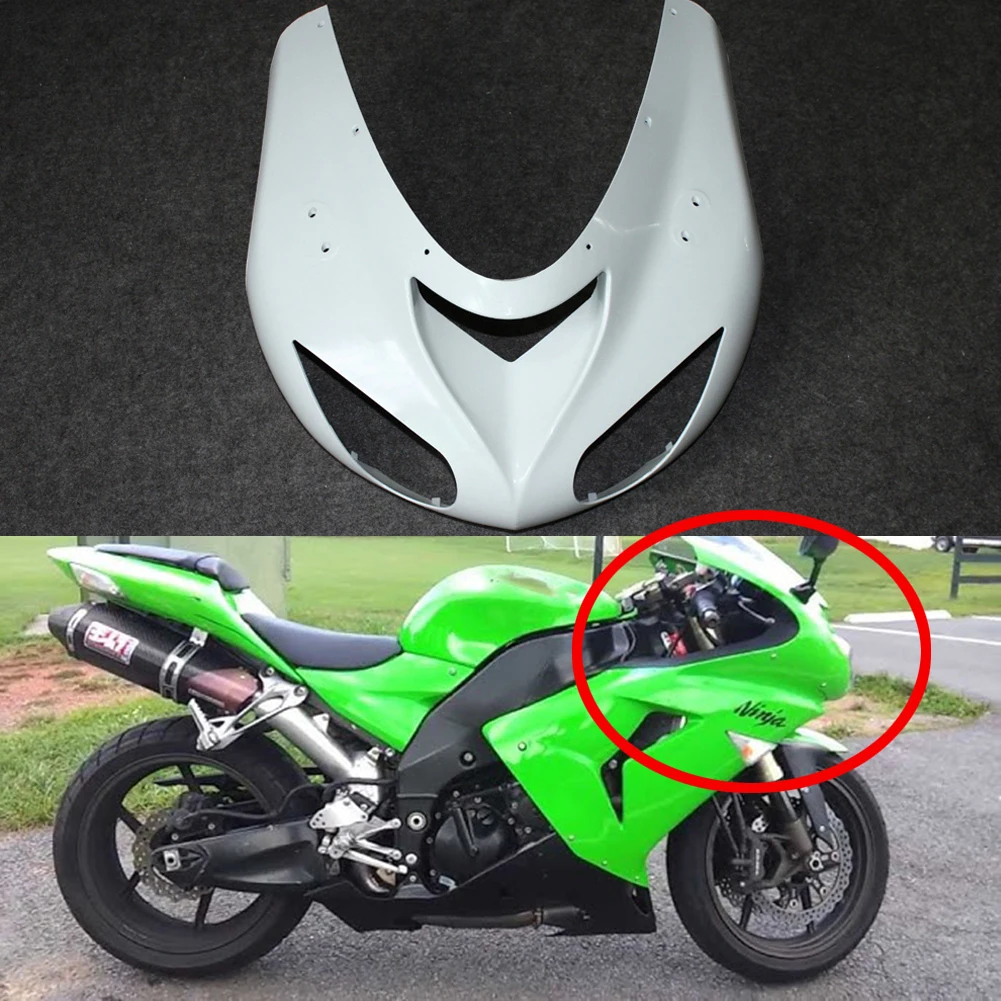 

Unpainted White Upper Front Cowl Nose Fairing For Kawasaki Ninja ZX-10R 2006 2007