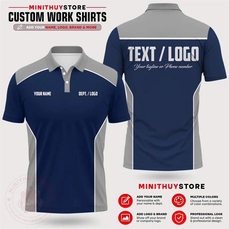 Custom Work Polo Shirt Personalized Name Logo Text Print Short Sleeve Men Business Team Uniform Customized Casual Work Tops